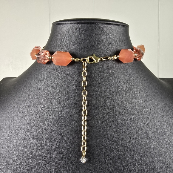 Vibrant Orange and Clear Beaded Necklace - Picture 3 of 3